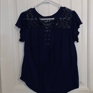 Navy lace top